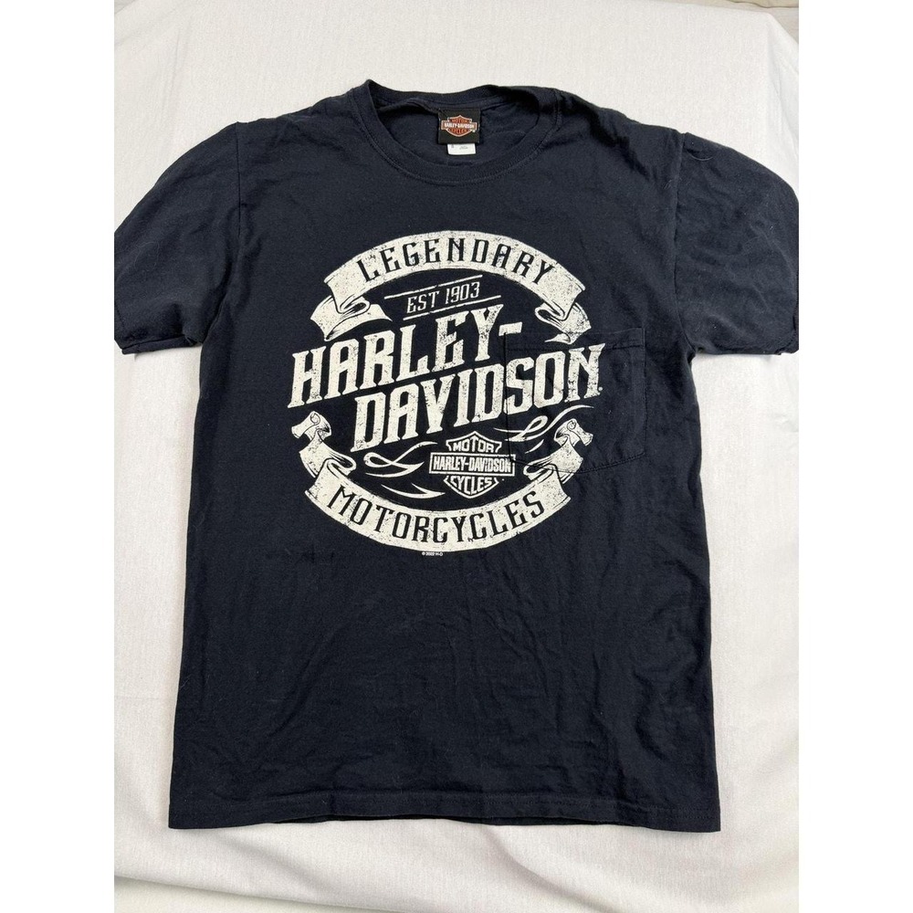 Harley-Davidson Mt Rainier Seattle Graphic Pocket T-Shirt Small Black Biker